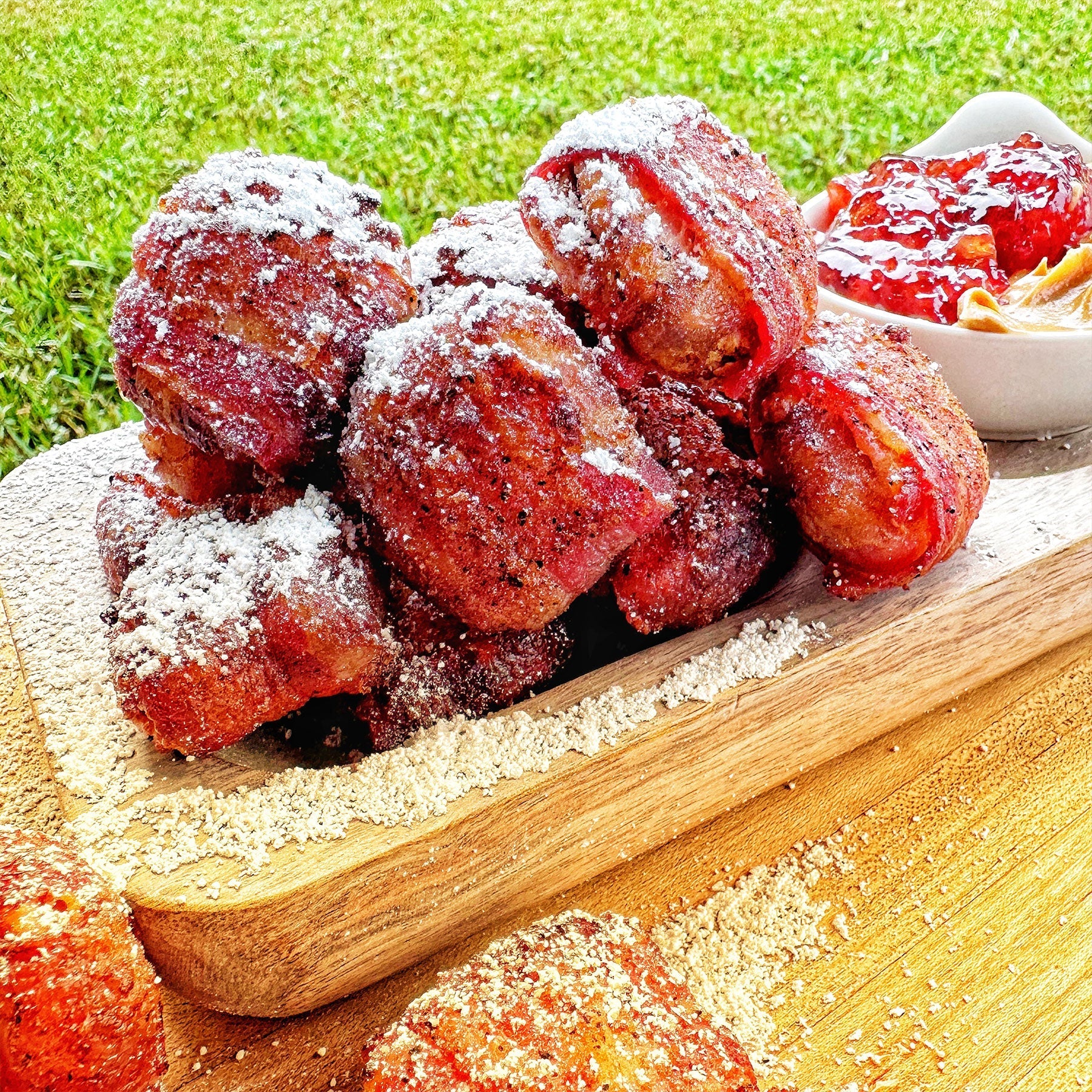 Smoked PBJ Bacon Bites